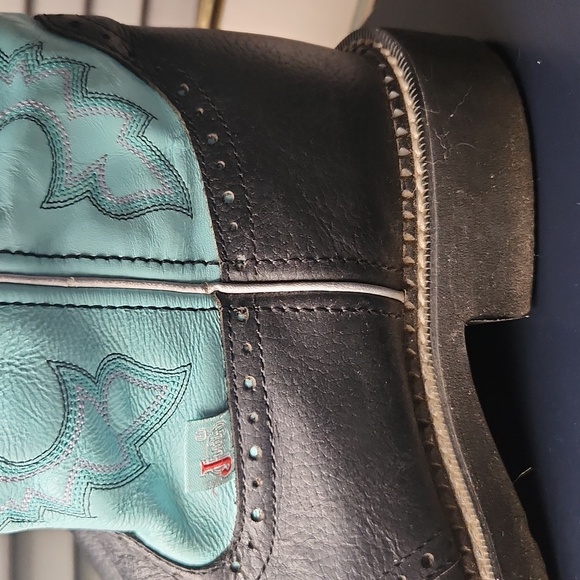 Justin Gypsy Western Short 8" Boots Aqua and Black - Picture 2 of 12